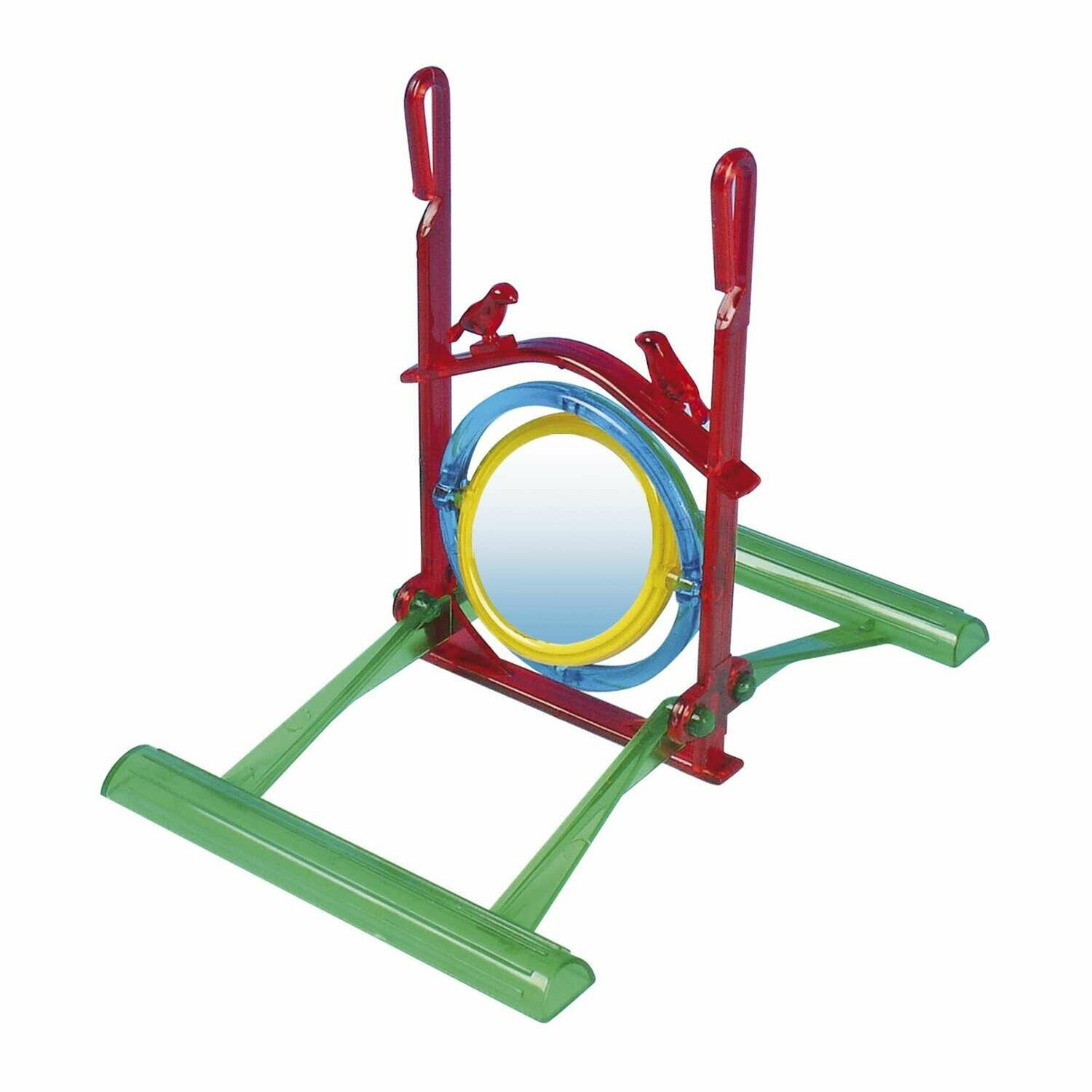 Juguete de plástico NEÓN con espejo y doble posadero para pájaros