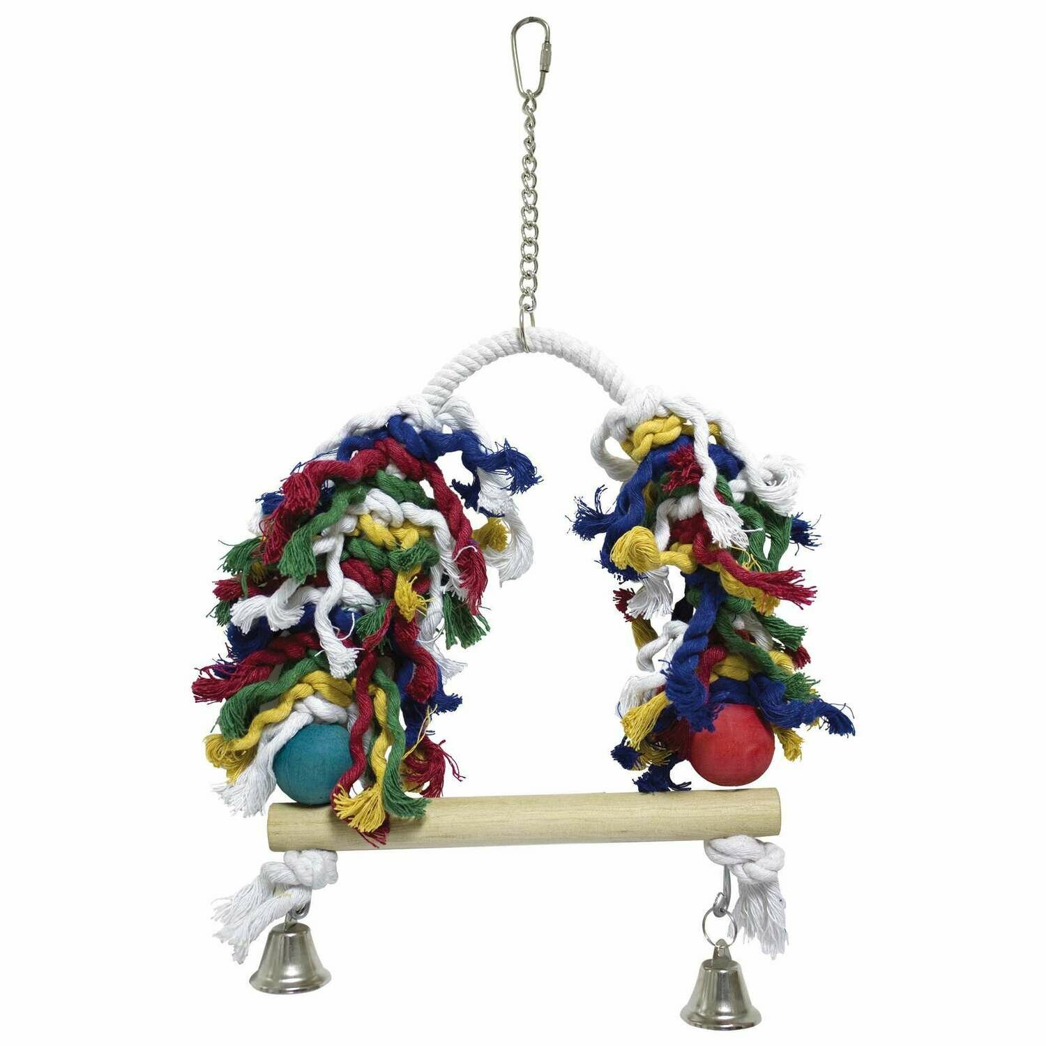 Juguete de madera con columpio y campana para pájaros