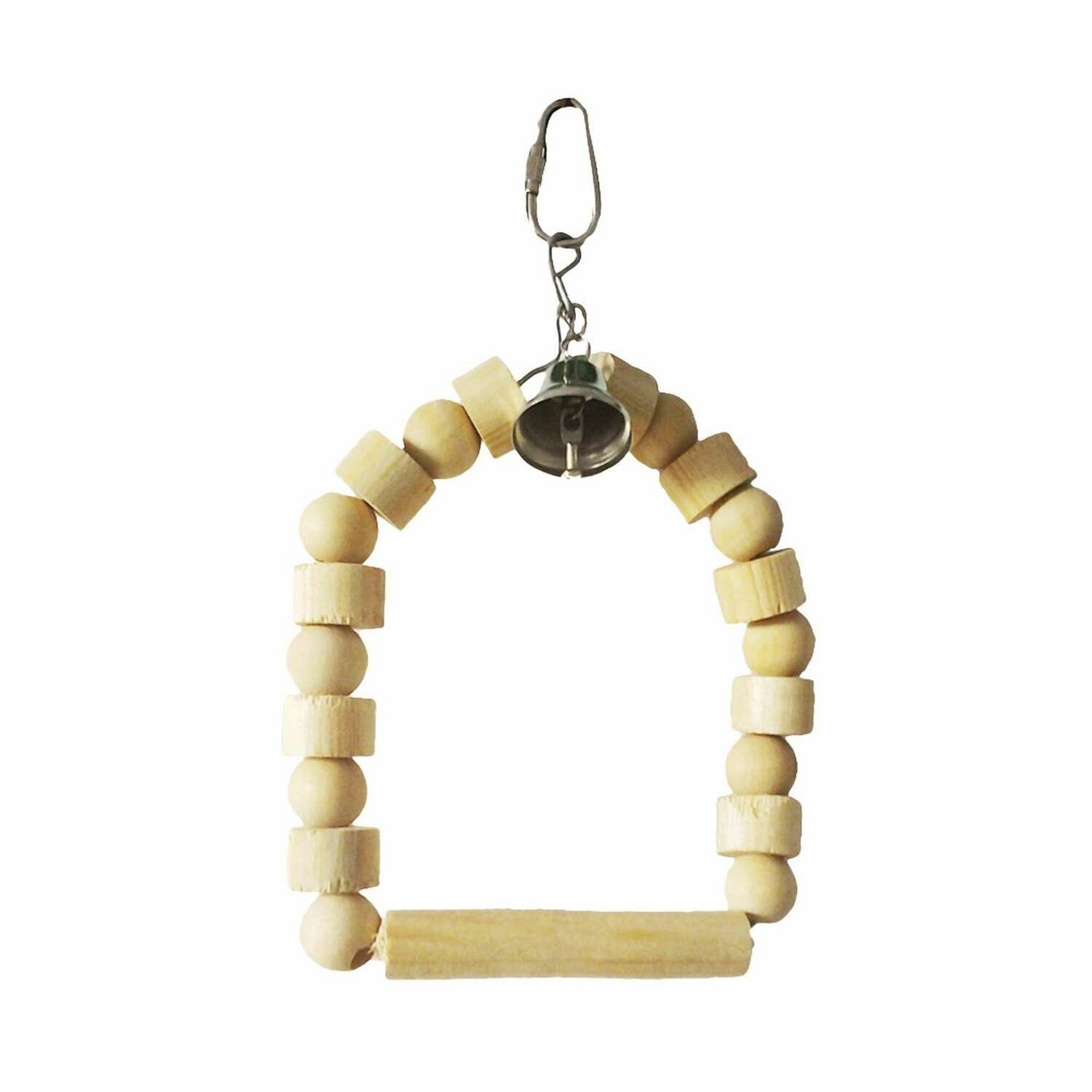 Juguete de madera natural con columpio para pájaros