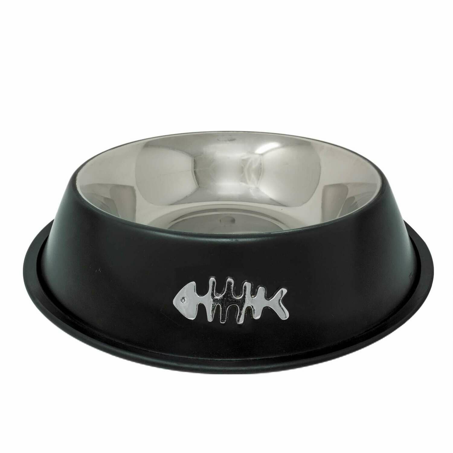 Comedero de acero cromado antideslizante Pez Comedero de acero cromado antideslizante Pez