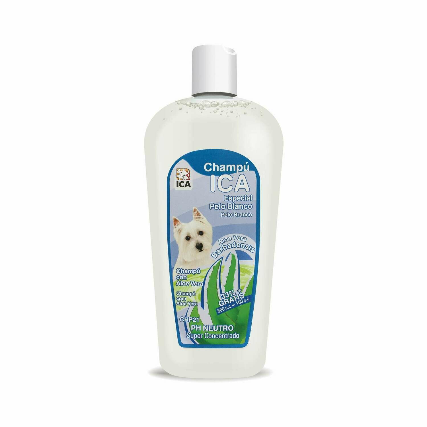 Champú especial pelo blanco con Aloe Vera para perros
