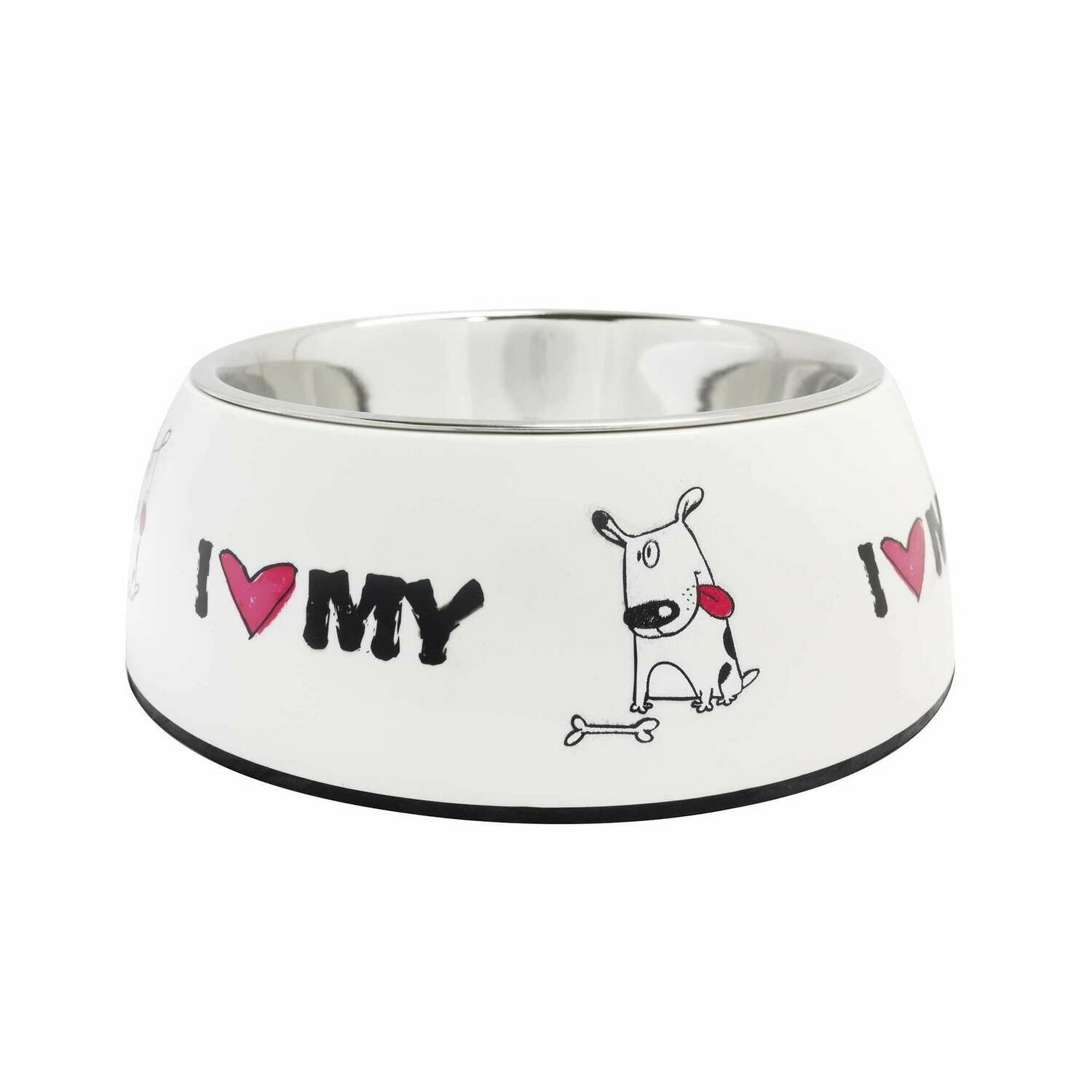 Comedero de acero inoxidable Blanco I-Love