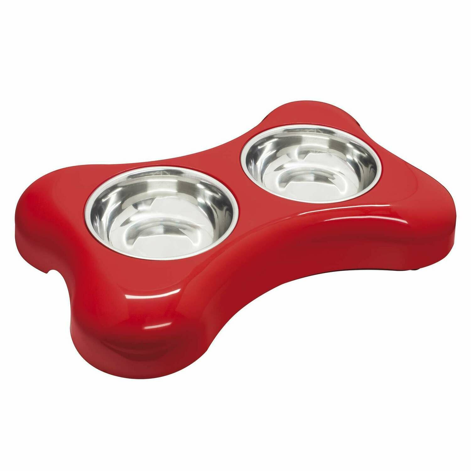 Comedero doble de acero inoxidable Rojo Bone