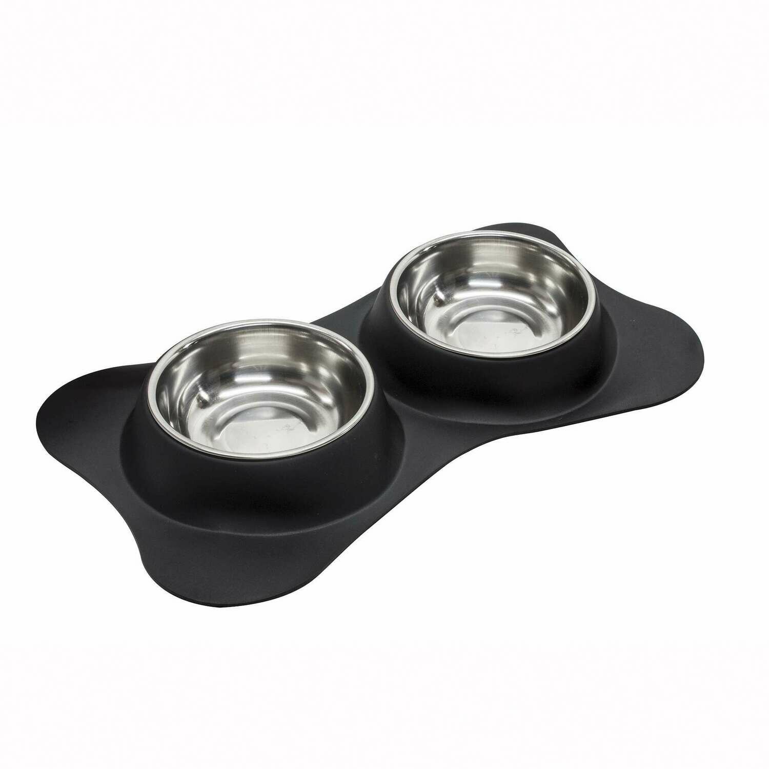 Comedero doble de acero inoxidable Negro King