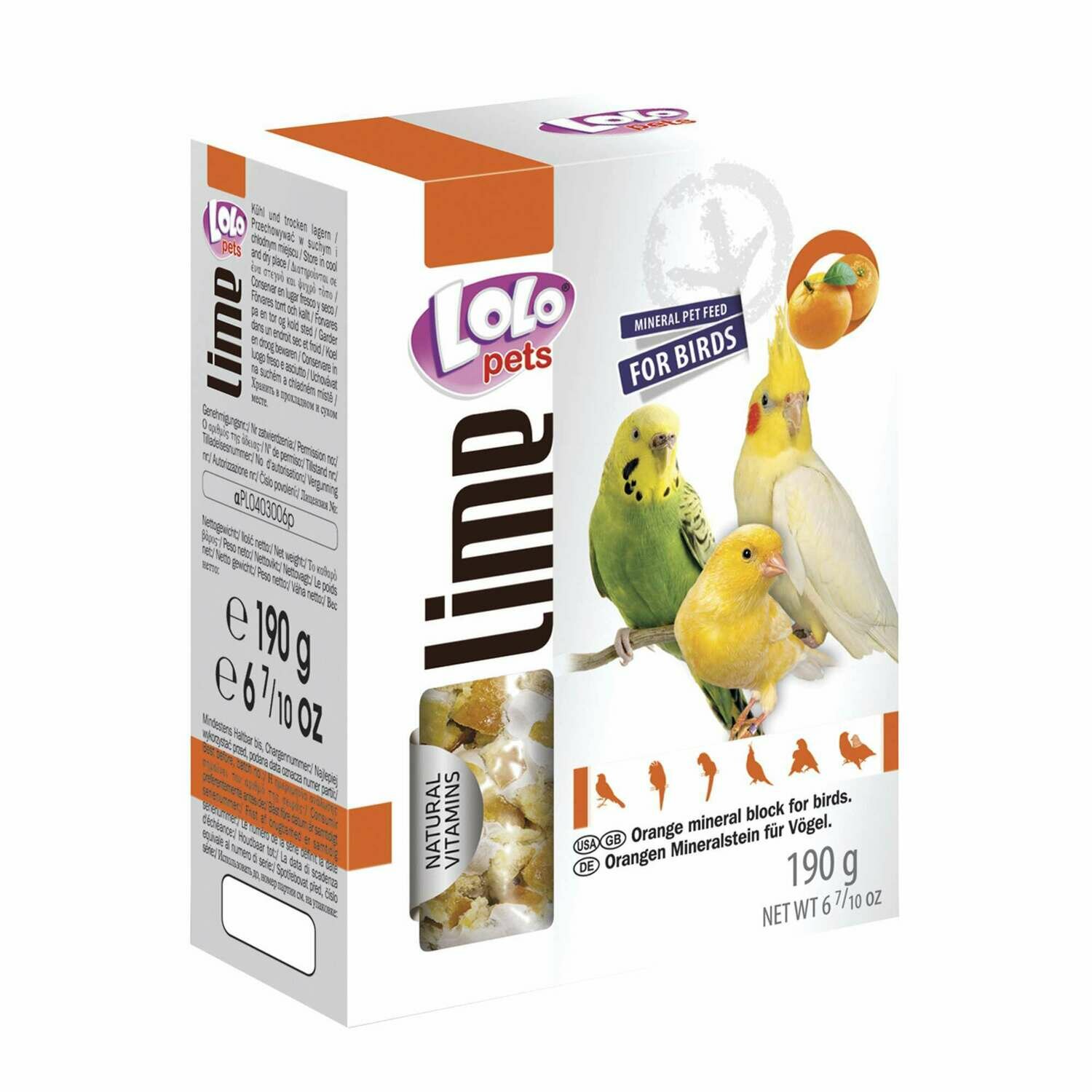 Bloque mineral de naranja para loros "LOLO"