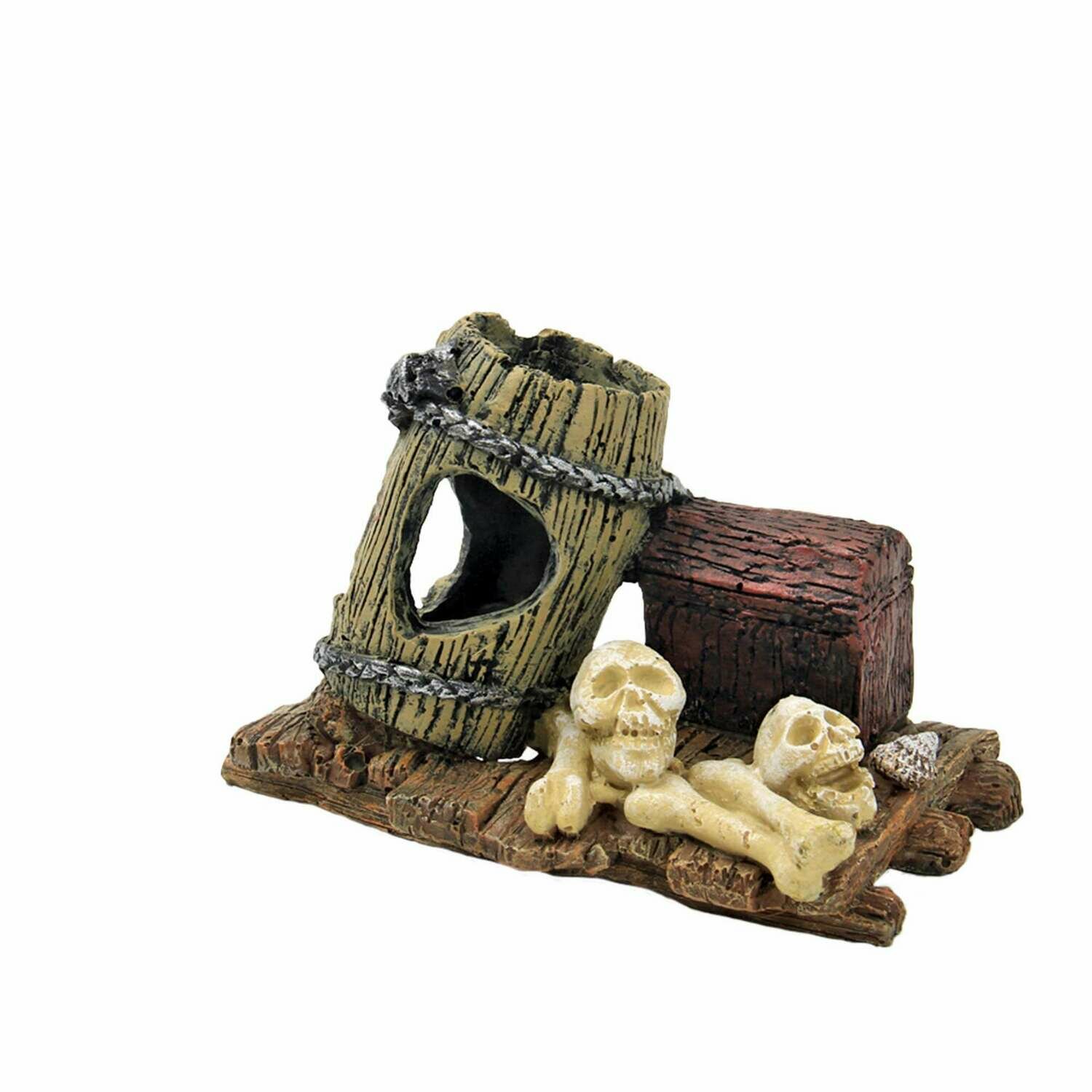 Cofre, calavera y barril de ICA