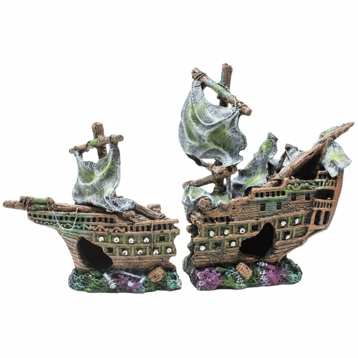 Ornamento galeón velero naufragio 2 piezas Ornamento galeón velero naufragio 2 piezas