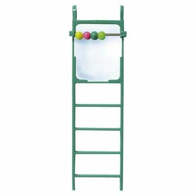 Juguete de plástico con escalera, espejo y cuentas para pájaros