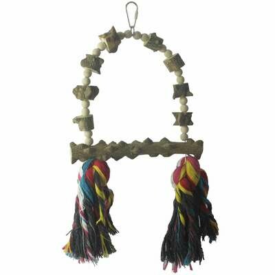 Juguete de madera natural con cuerdas para pájaros