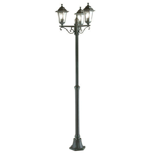 Farol Jardin Hexagonal Verde Extensible Con Columna 3 Faroles