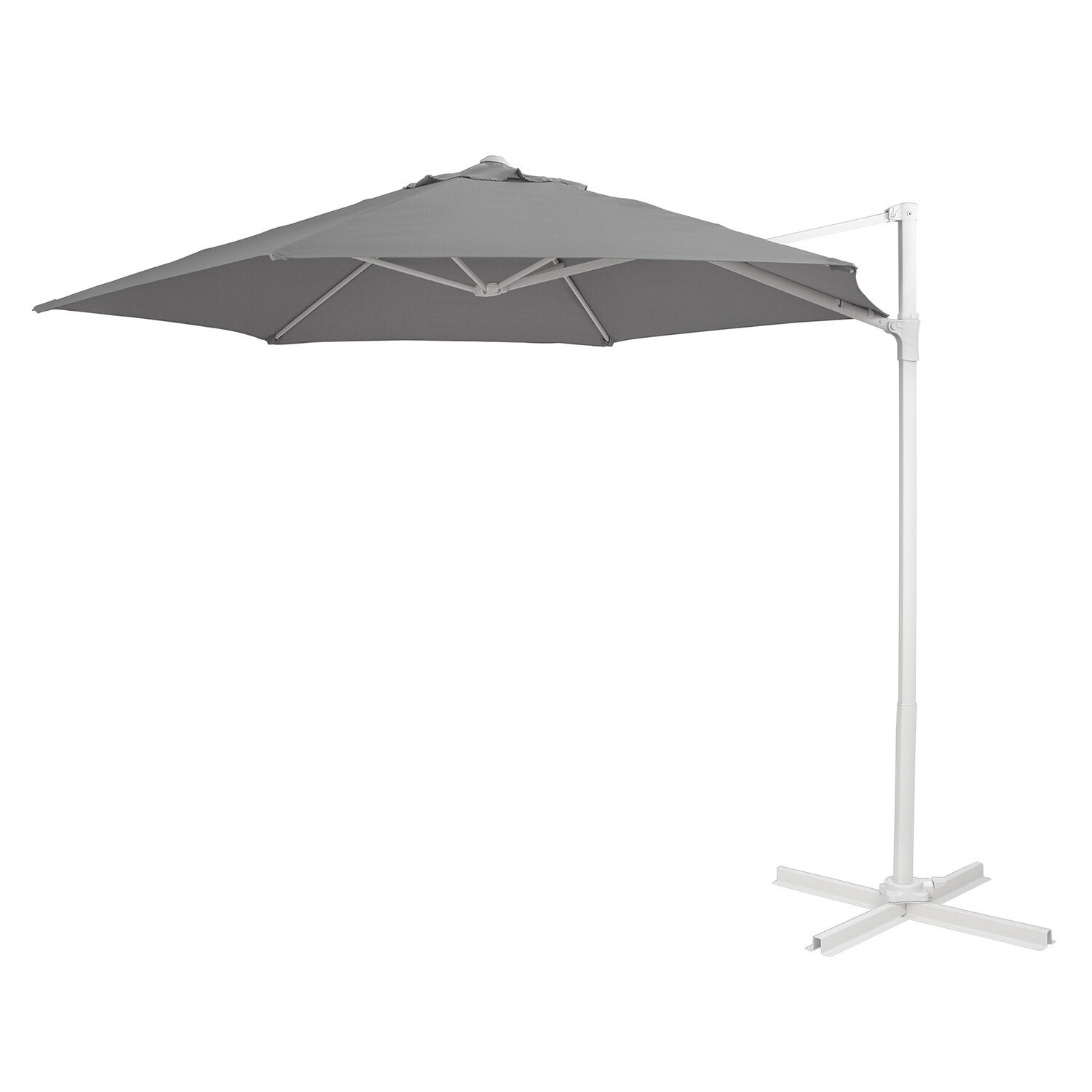 Sombrilla Jardin / Terraza Pie Lateral Blanca y Gris � 270 x 254 (Alt.) cm.