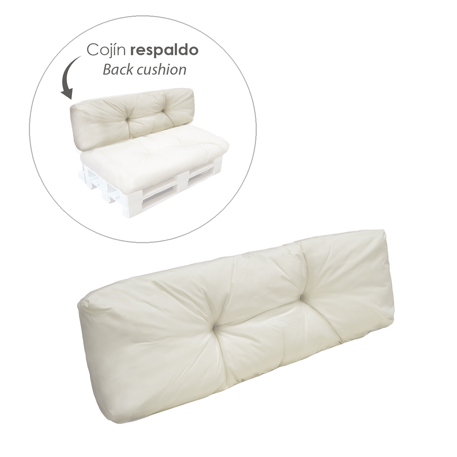 Cojin Para Pale Asiento Desenfundable Color Beige Claro 120x85x20 cm.