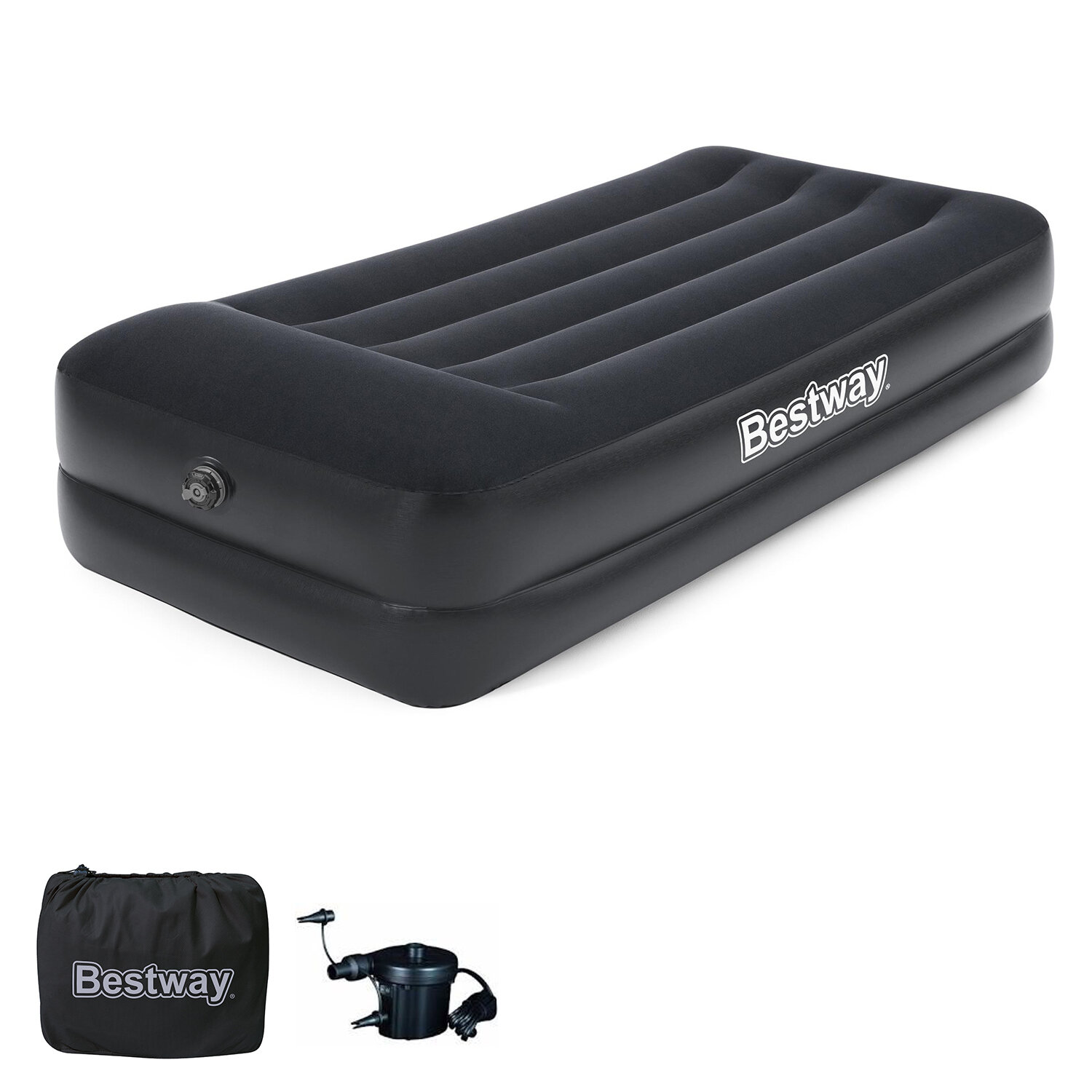 Cama Inflable Individual Con bomba Exterior 220 V. 191x97x46 cm.