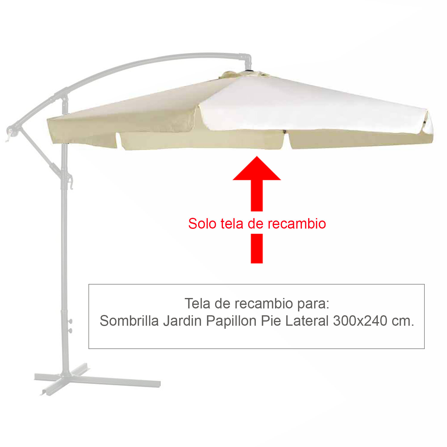 Tela Recambio Para Sombrilla Papillon Pie Lateral � 3 x 2,40 metros Color Beige