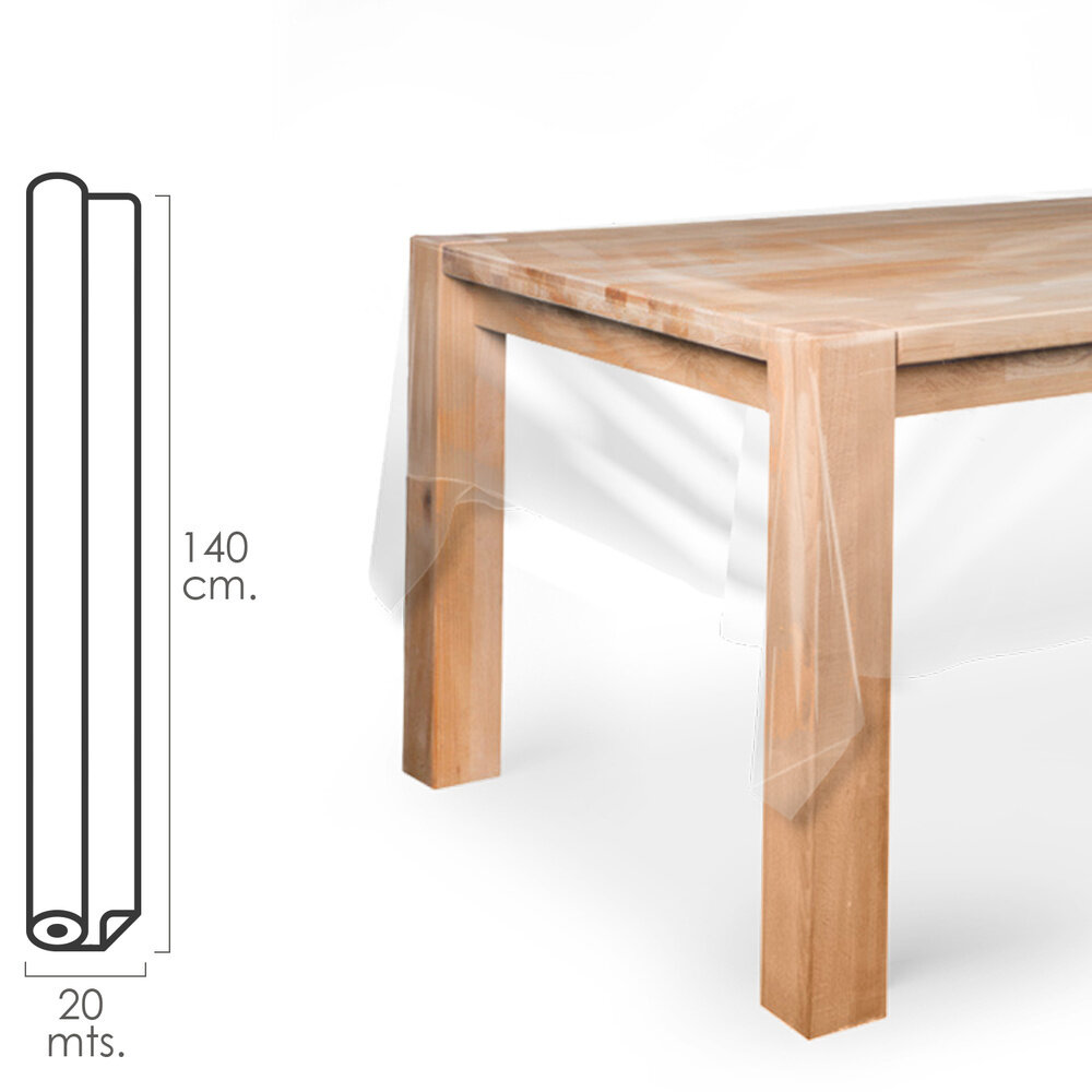 Mantel Hule Rectangular Transparente. Impermeable Antimanchas PVC 140 cm. x 20 metros. Rollo Recortable. Interior y Exterior Mantel Hule Rectangular Transparente. Impermeable Antimanchas PVC 140 cm. x 20 metros. Rollo Recortable. Interior y Exterior