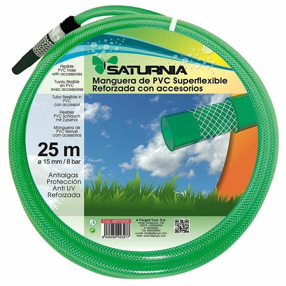 Manguera Latflex Reforzado 15 mm. -  5/8" Rollo 25 Metros Con Accesorios