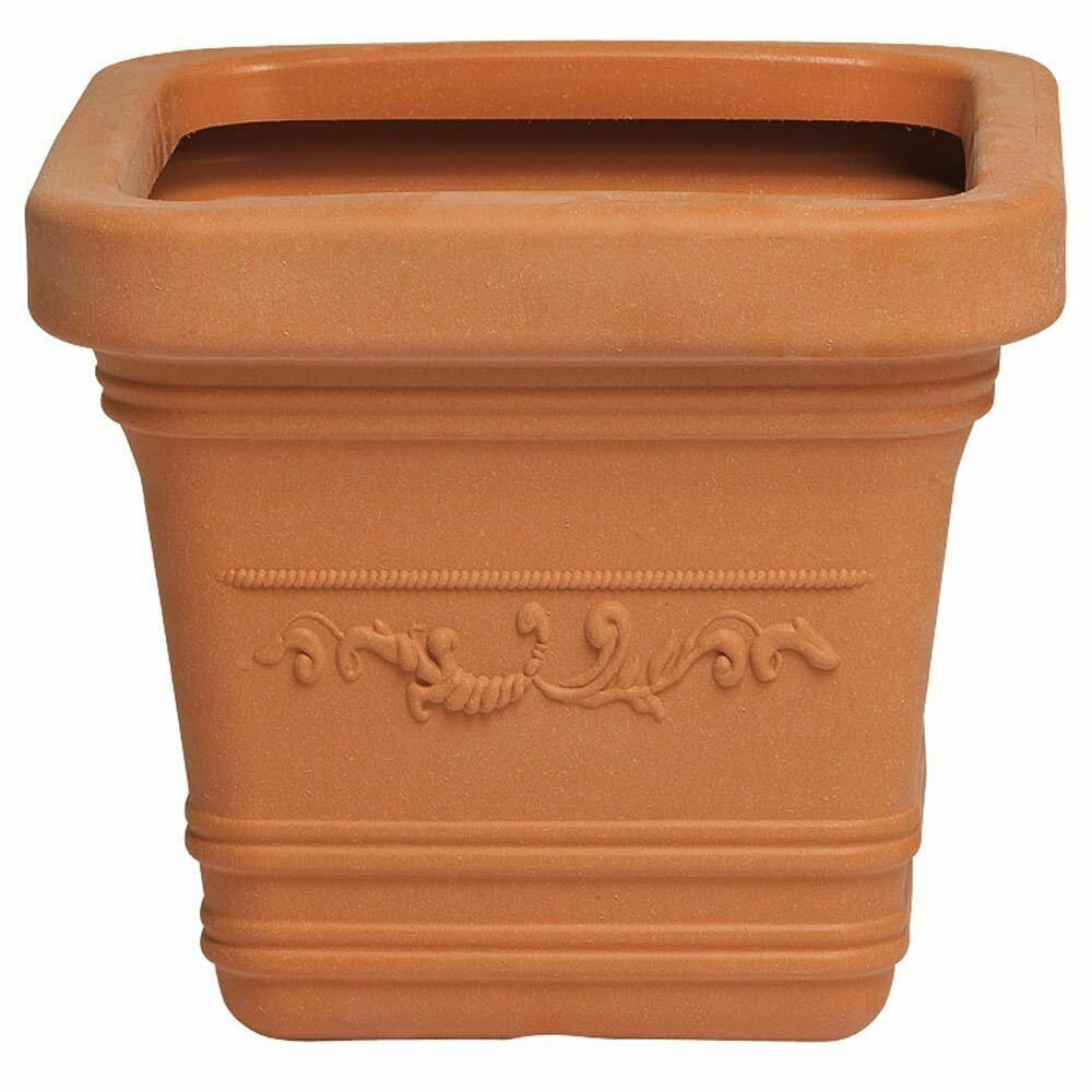 Saturnia Macetero Resina Cuadrado, Color Terracota, Resistente, Ideal Exterior, 40x40cm.