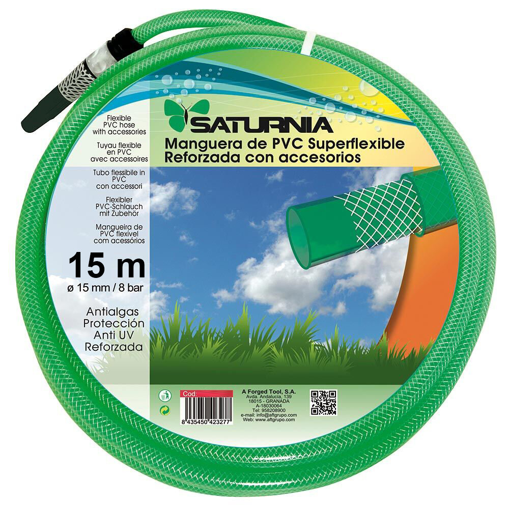 Manguera Latflex Reforzado 15 mm. -  5/8" Rollo 15 Metros Con Accesorios