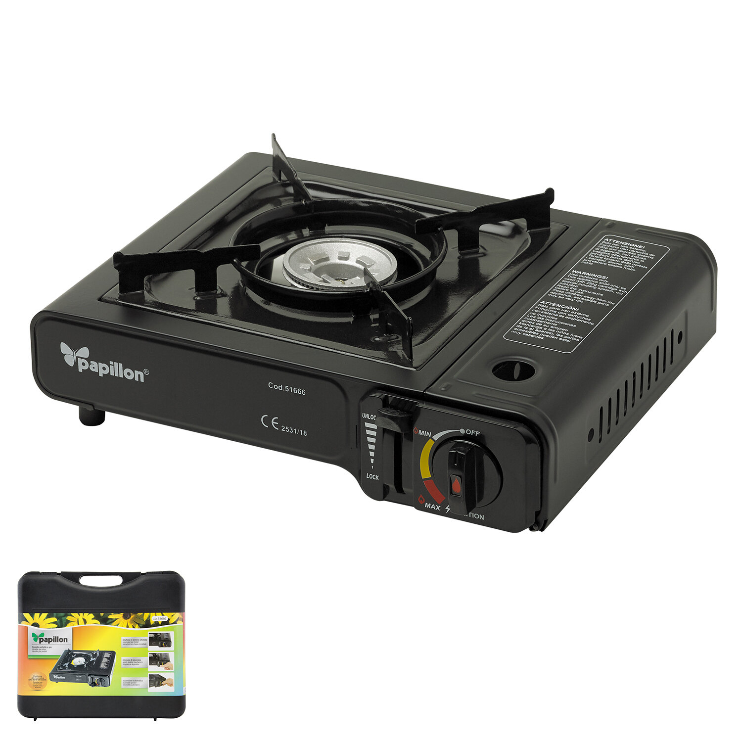 Cocina Gas Papillon a Cartucho con Maletin