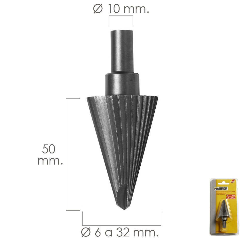 Fresa Conica Hss � 6-25 mm. Para Taladro / Fresadora