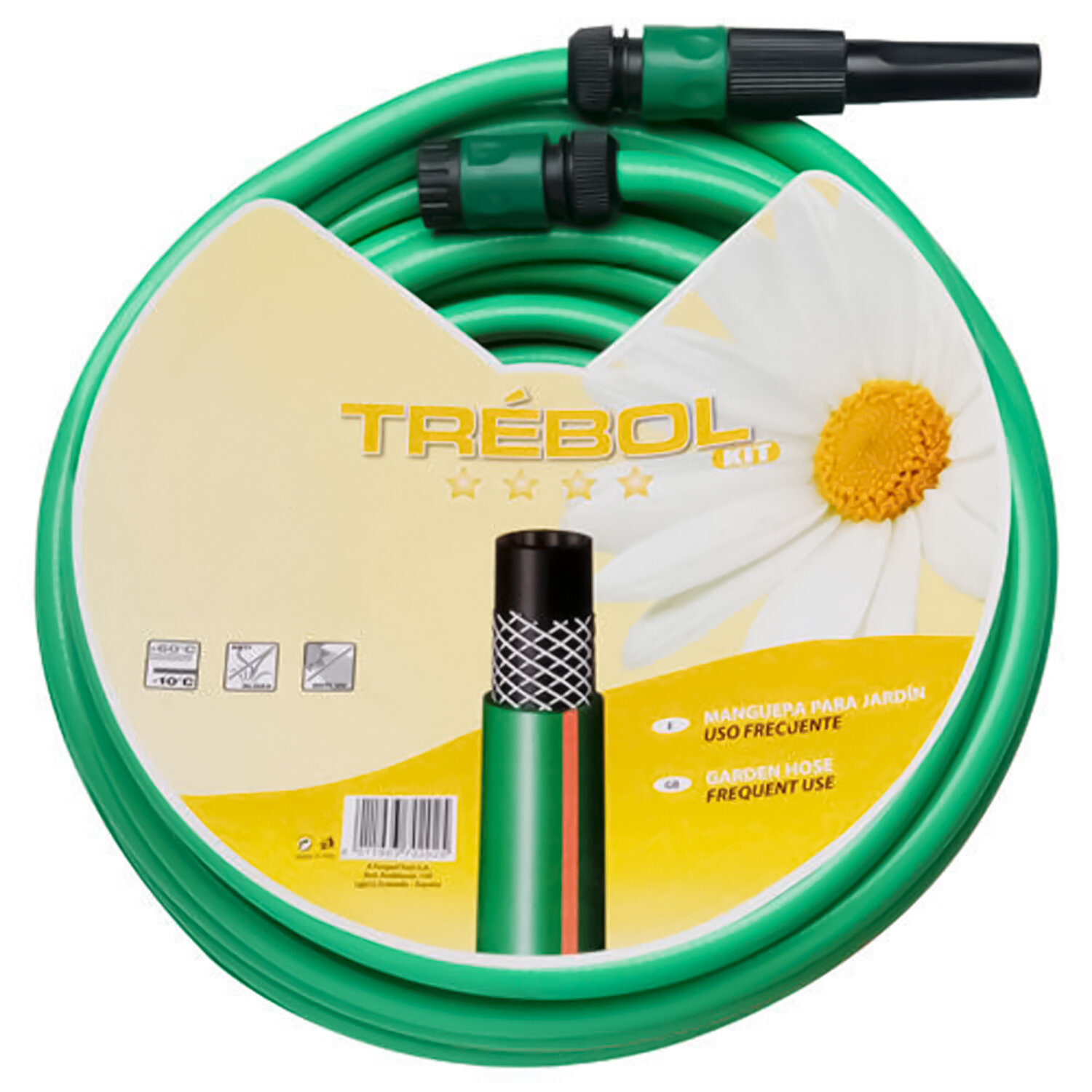 Manguera Verde Trebol Trenzado 15 mm. - 5/8 Manguera Verde Trebol Trenzado 15 mm. - 5/8" Rollo 15 metros Con Accesorios
