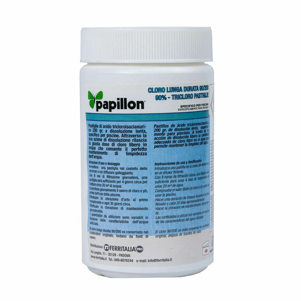 Cloro Lento Mantenimiento 90% Pastillas 200 gramos (1 Kg) Cloro Lento Mantenimiento 90% Pastillas 200 gramos (1 Kg)