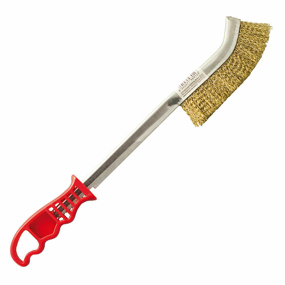 Cepillo Manual Acero Latonado Mango Rojo 34 cm.