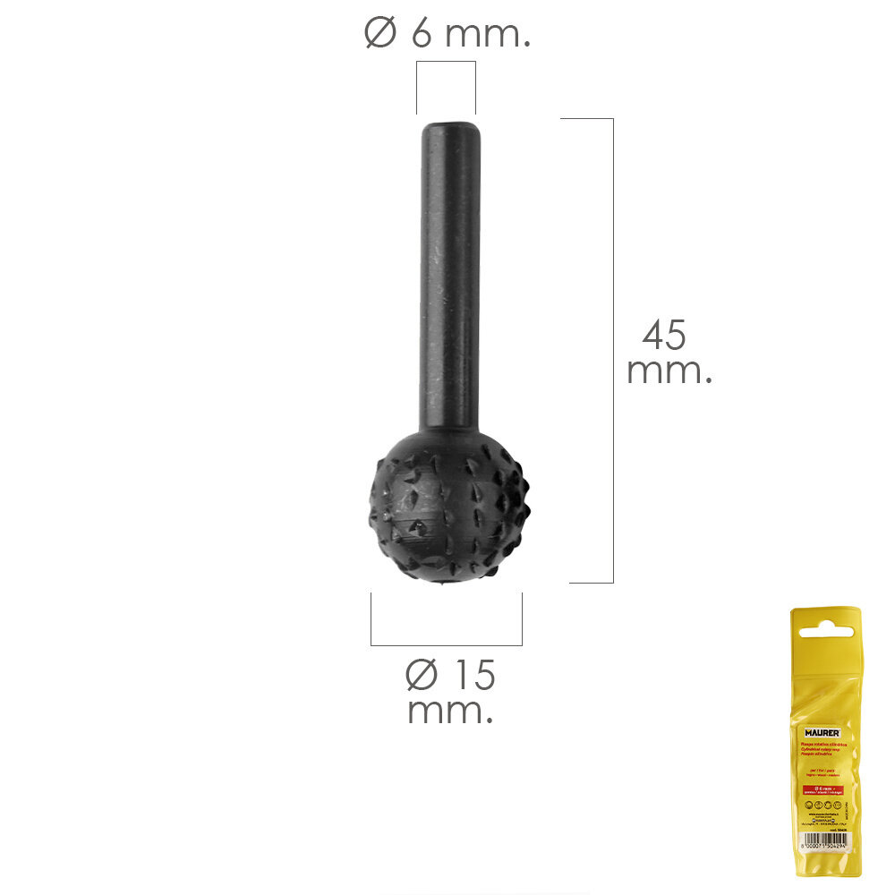 Fresa Rotativa Para Madera Esferica � 15 mm. Para Taladro / Fresadora