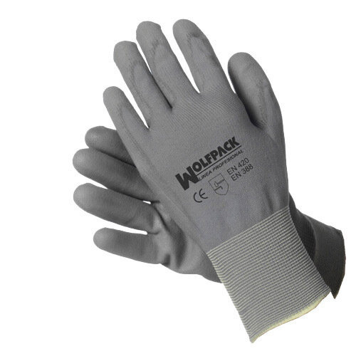 Guantes Poliuretano / Nylon Impregnado con Colgador  8" (Par)