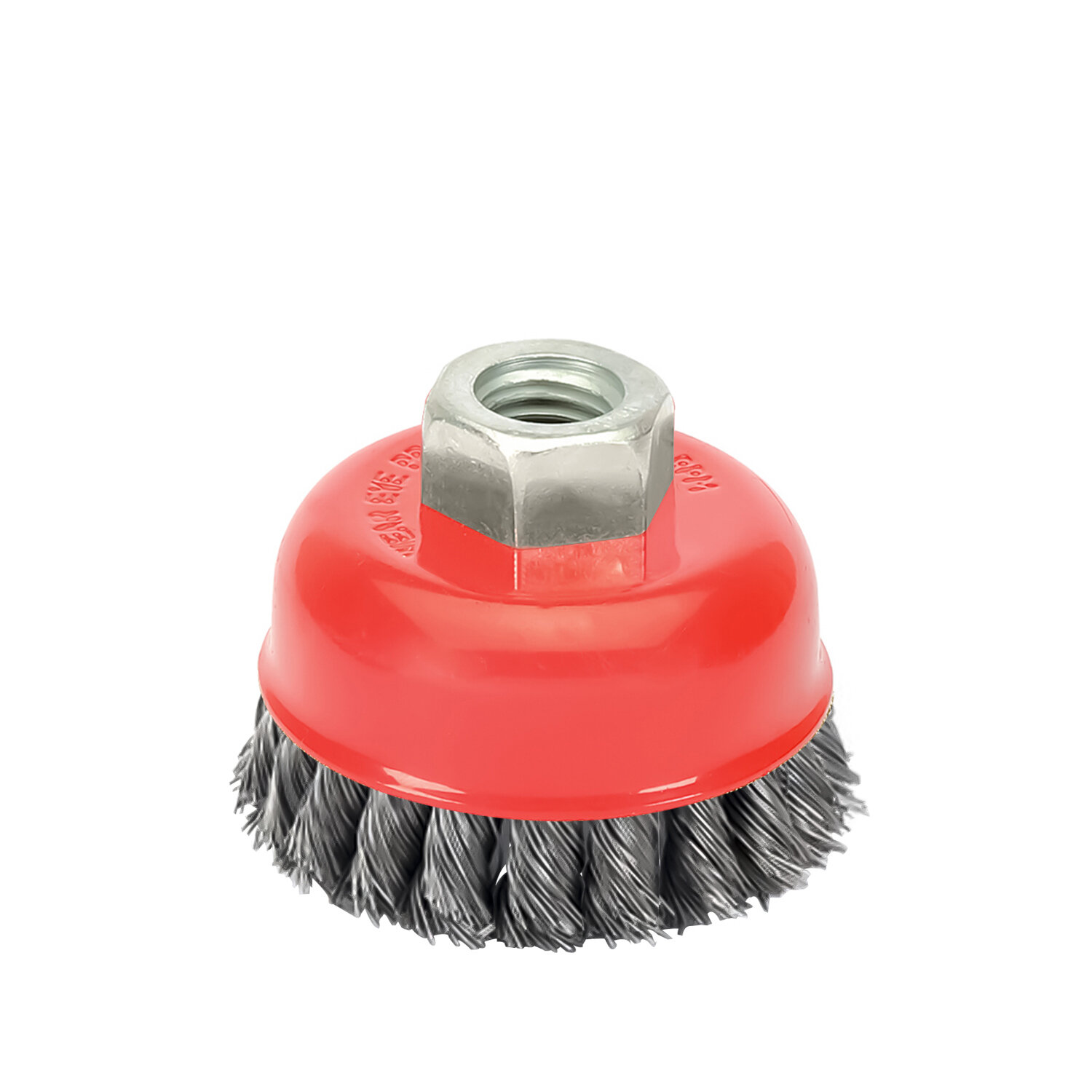 Cepillo Taza Con Alambre De Acero Trenzado Rosca M14, � 75 mm. Alambre de � 0,50 mm.