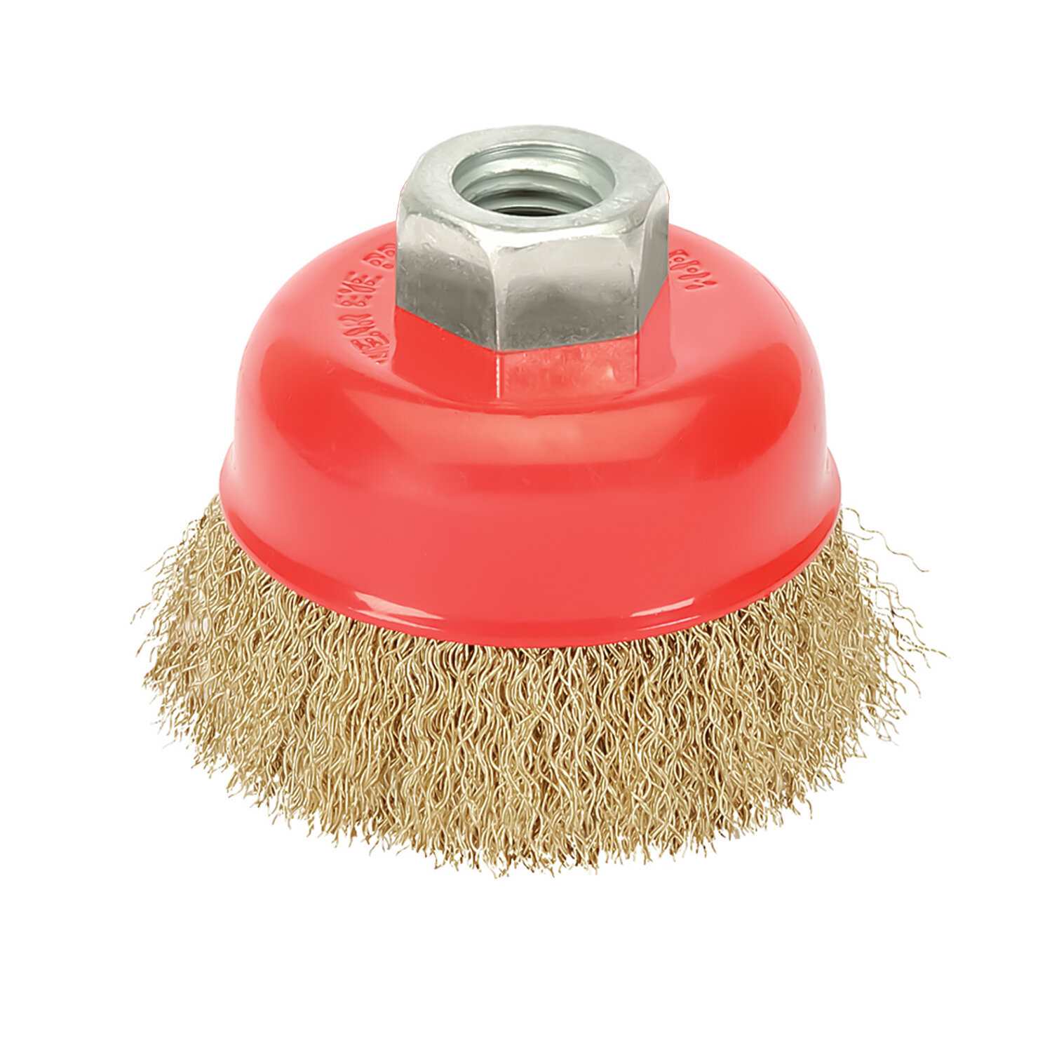 Cepillo Taza Con Alambre De Acero Latonado Rosca M14, � 100 mm. Alambre de � 0,30 mm.