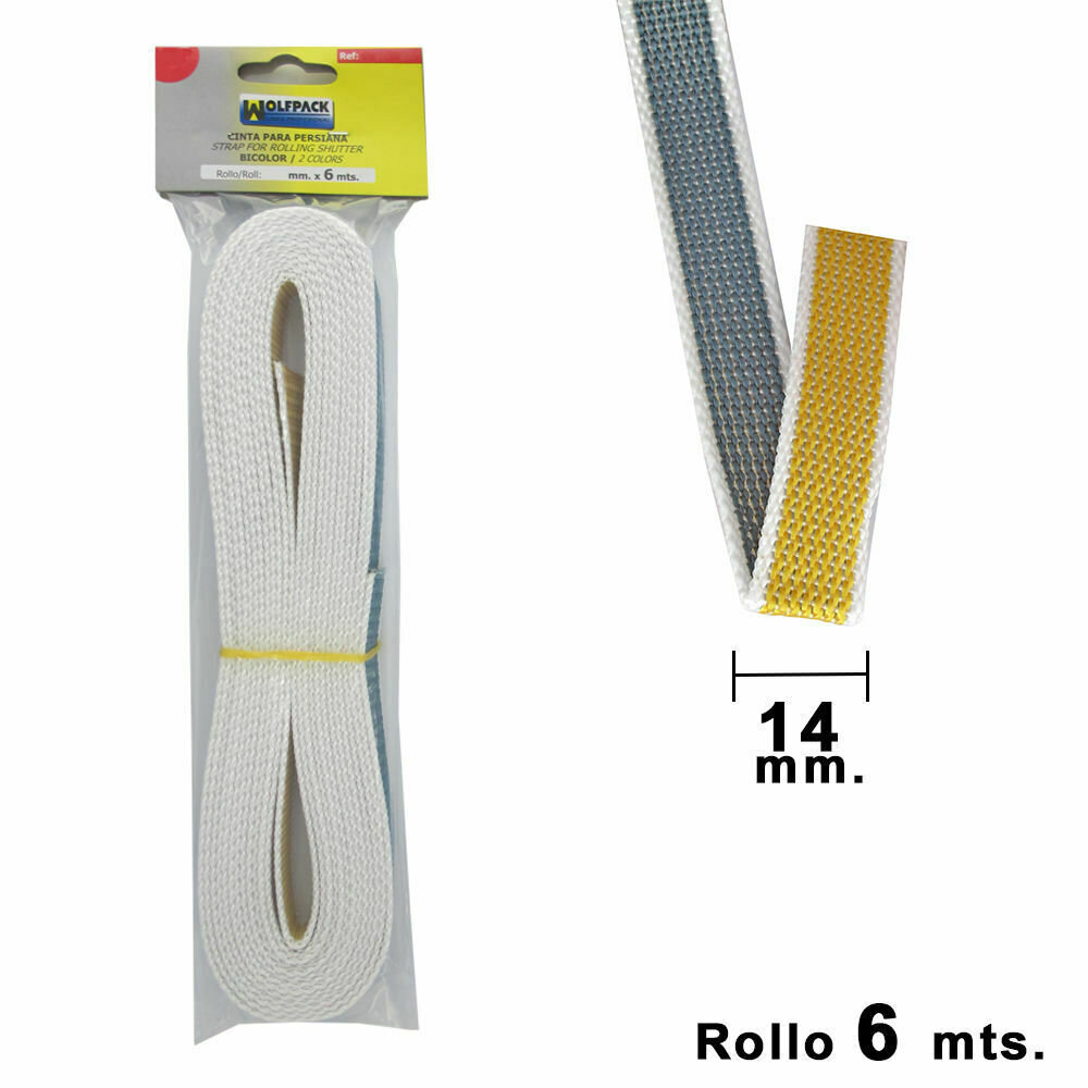 Cinta Persiana Wolfpack Bicolor 14 mm. Rollo 6 metros