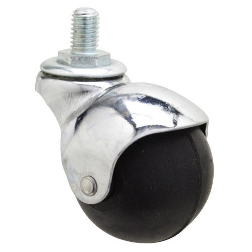 Rueda Domestica Goma Negra Esfera Espiga M10x50 mm.