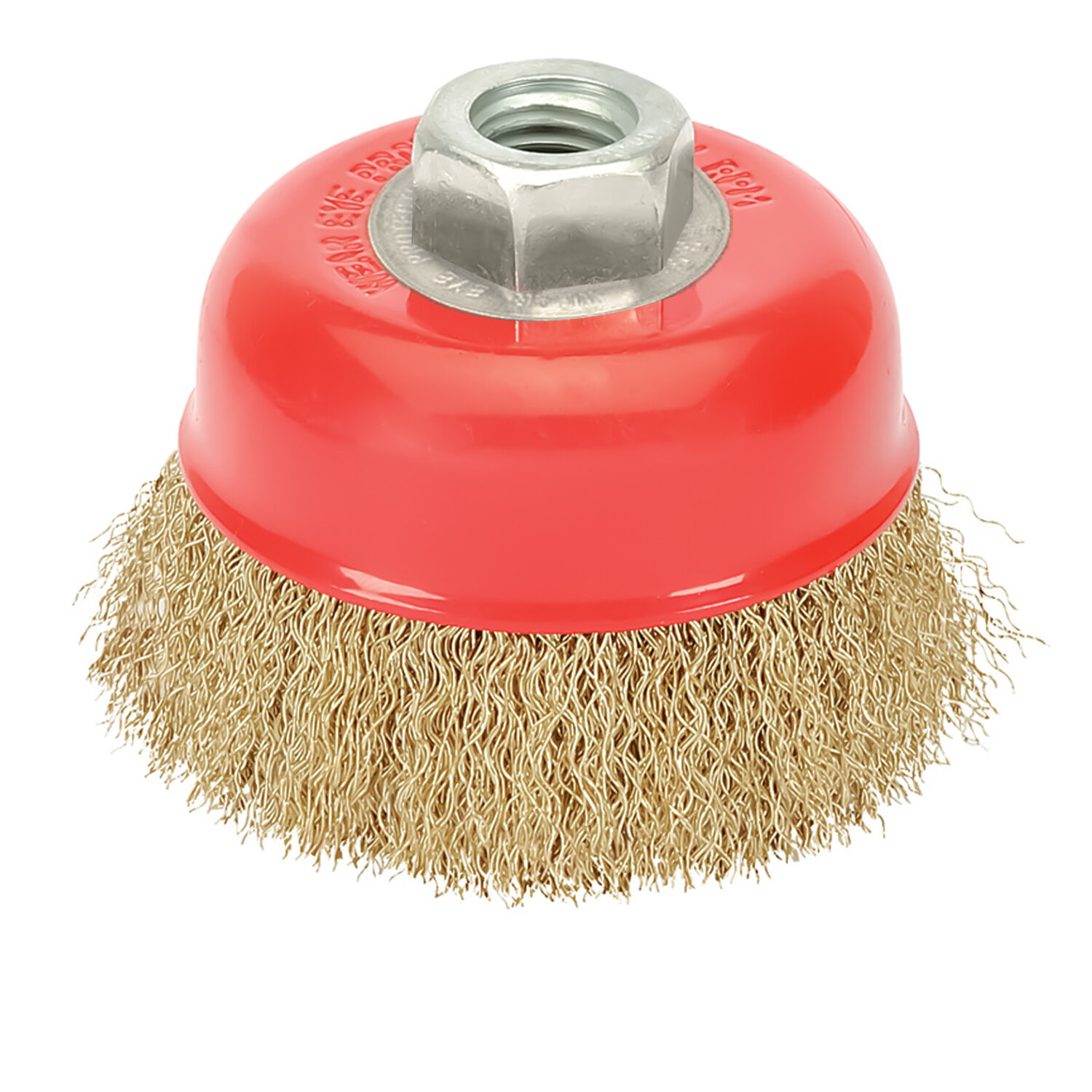 Cepillo Taza Con Alambre De Acero Latonado Rosca M14, � 120 mm. Alambre de � 0,30 mm.