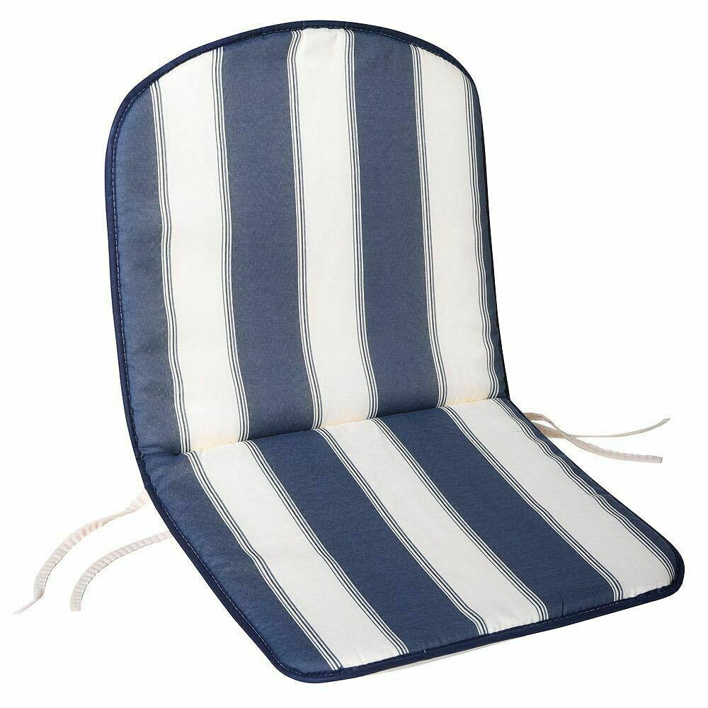 Cojin Azul / Blanco Silla Para Silla Monoblock Respaldo Bajo 80x42x2 cm.