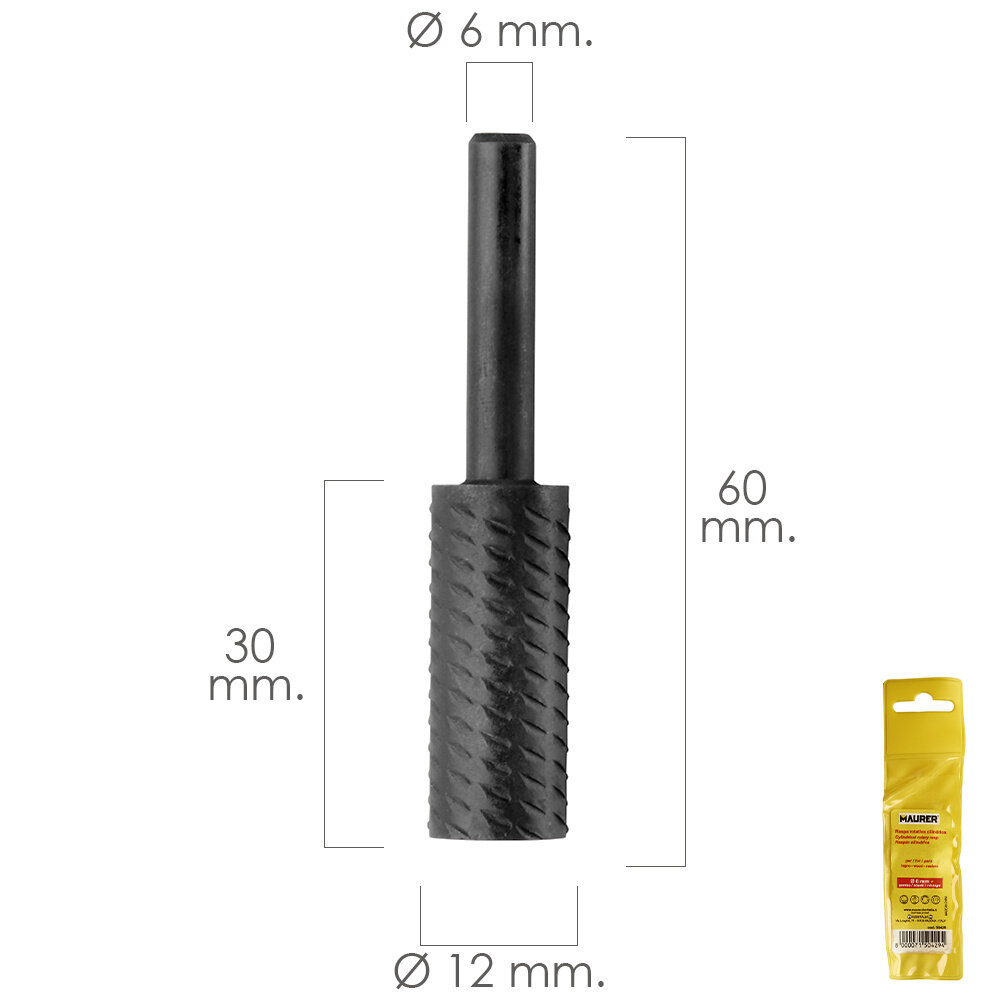 Fresa Rotativa Para Metal Cilindrica � 12 mm. Para Taladro / Fresadora
