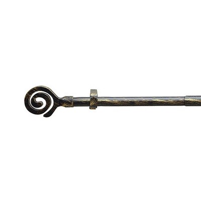 Barra Cortina Extensible Metal � 19 mm. Extensible 1,1 / 2,0 Metros Negro Dorado Espiga Sin Anilla