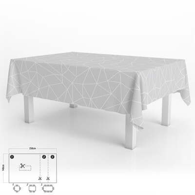 Mantel Hule Rectangular Geom�trico Gris Impermeable Antimanchas PVC 140x250 cm.  Recortable Uso Interior y Exterior
