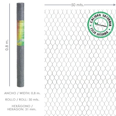 Enrejado Triple Torsion 31/  80 cm. Rollo 50 Metros Uso Domestico