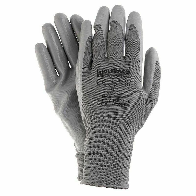 Guantes Nitrilo / Nylon Impregnado con Colgador  8" (Par)