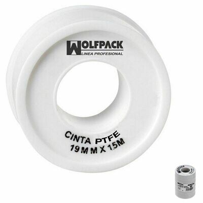 Cinta PTFE Wolfpack 19 mm. x 50 m. Grueso. (Paquete de 5 Rollos)