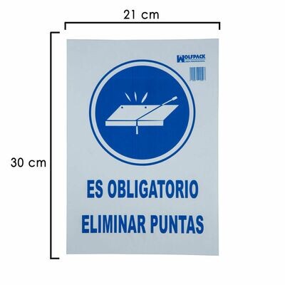 Cartel Obligatorio Eliminar Puntas 30x21 cm.