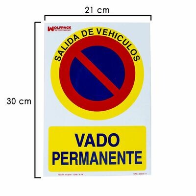 Cartel Vado Permanente 30x21 cm.