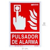 Cartel / Se�al Fluorescente Pulsador Alarma 30x21 cm.