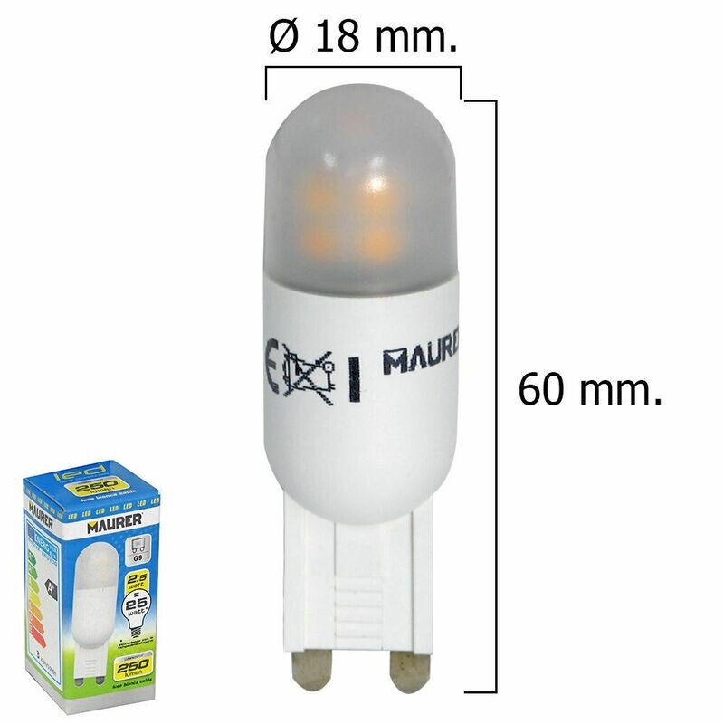 Bombilla Led G9 2,5 W  25 W. 250 L�menes. Luz calida. (3000�K).