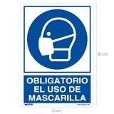 Cartel Obligatorio el Uso de Mascarilla 30x21 cm.