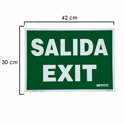 Cartel / Se�al Fluorescente Salida Exit 30x42 cm.