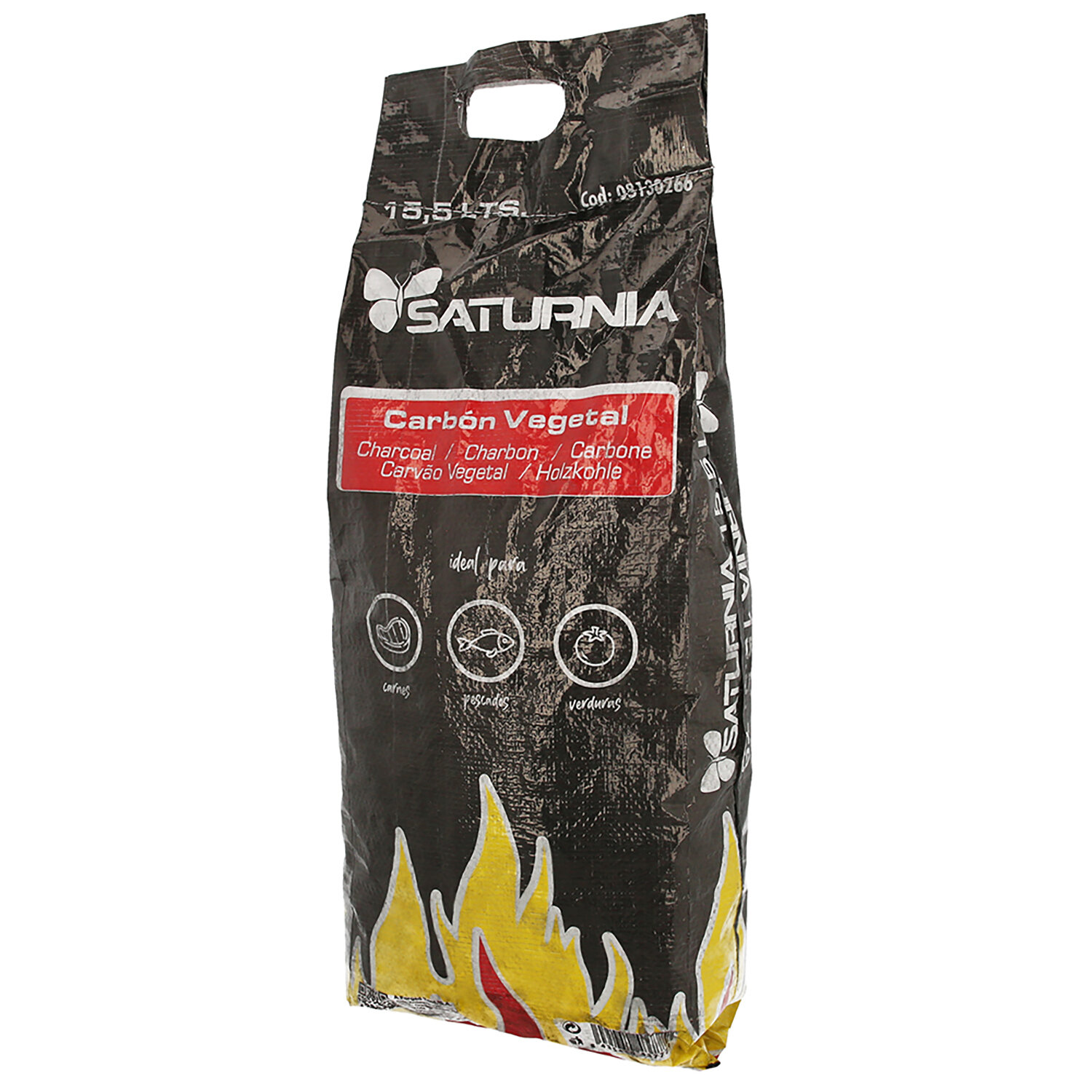 Bolsa Carbon Vegetal Para Barbacoas 15,5 Litros Carbon Duradero y Trozos de Gran Tamaño,