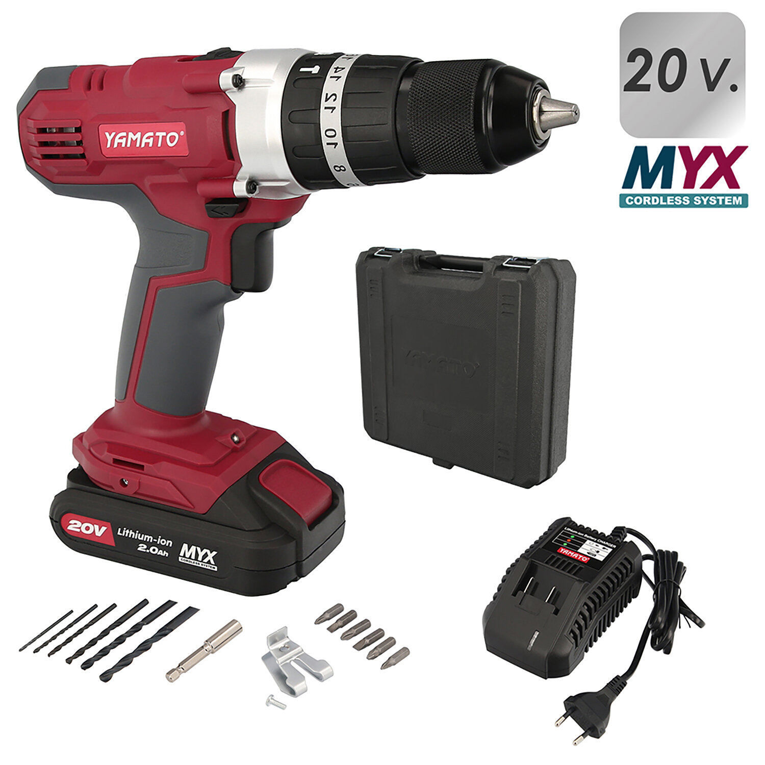 Taladro Atornillador Percutor 20 V. Bateria Lito de 2,0 Ah Con 1 Bateria  y Maletin