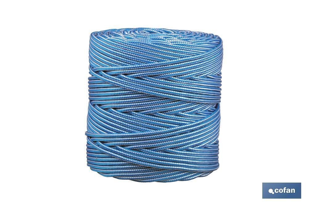 BOBINA CORDON TRENZADO POLI 5 MM 200 MTS BCO/AZUL BOBINA CORDON TRENZADO POLI 5 MM 200 MTS BCO/AZUL